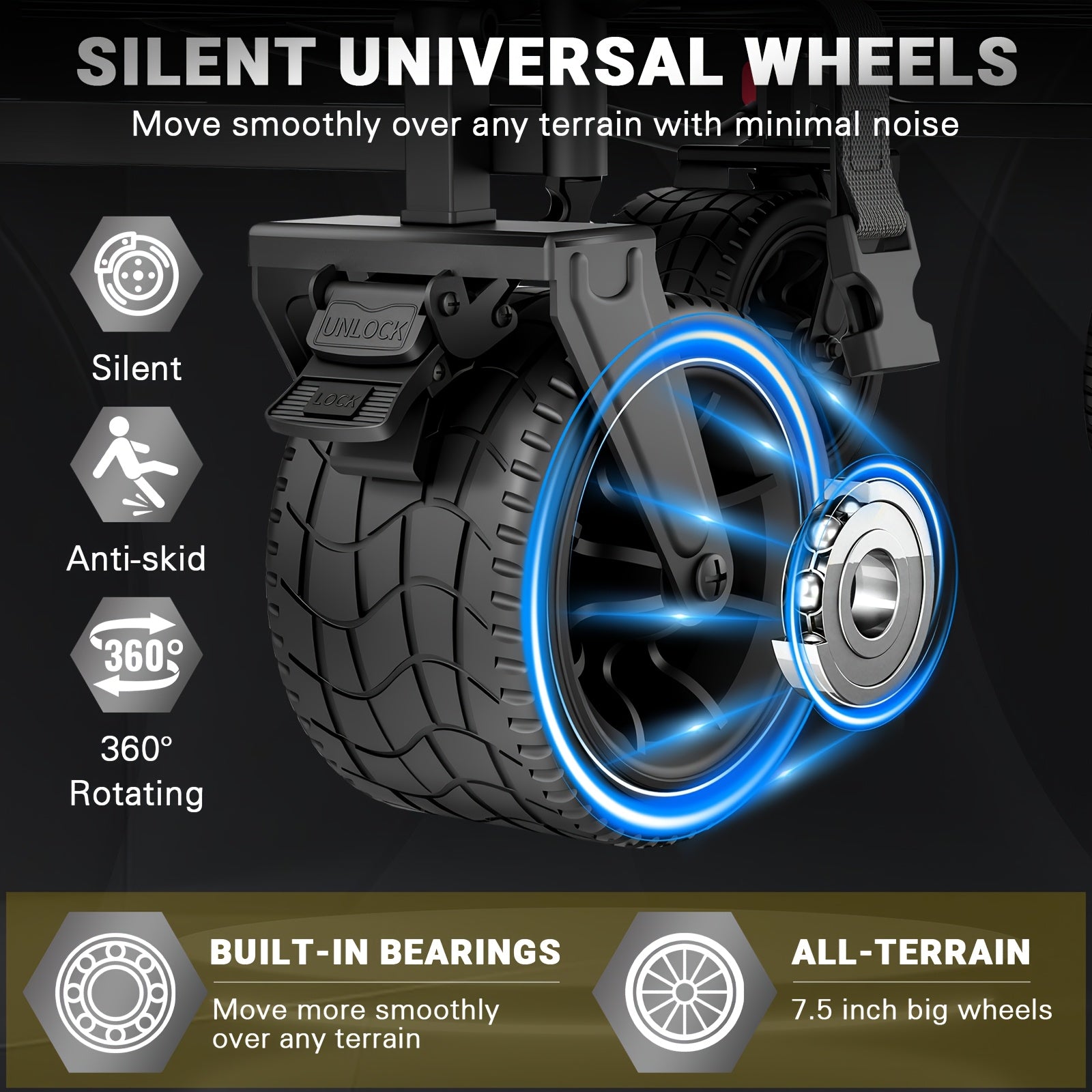 2-in-1 Portable Wagon Chair, Heavy Duty Folding Cart for Outdoors